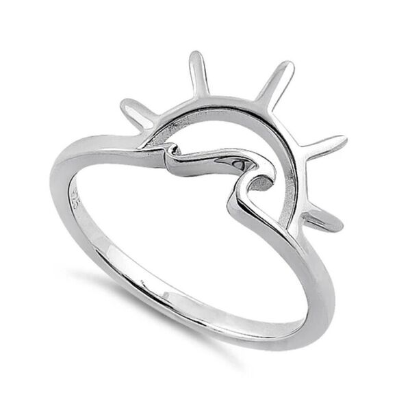 Sterling Silver Sun & Wave Ring New - Picture 1 of 4
